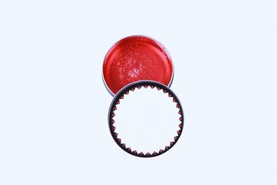 Close-up of red object on white background
