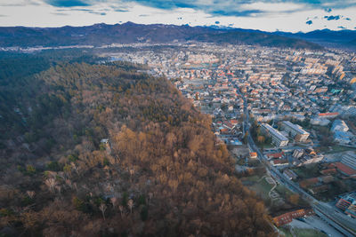 High angle view of townscape against sky