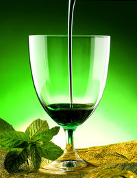 Close-up of beer glass