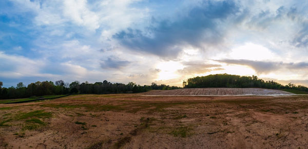 Scenic view of landscape against cloudy sky