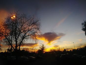 Silhouette bare trees against sky during sunset