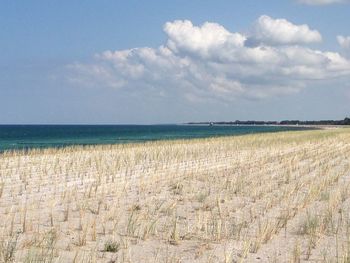 Scenic view of sea against cloudy sky