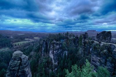 Panoramic view of landscape against cloudy sky