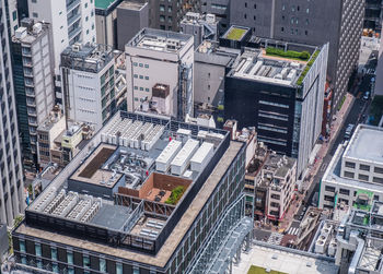 High angle view of city street