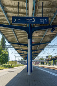 View of railroad station platform, train station in elblag, poland.