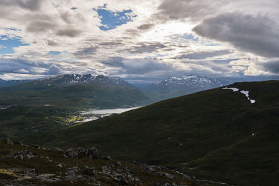 Scenic view of mountains against sky