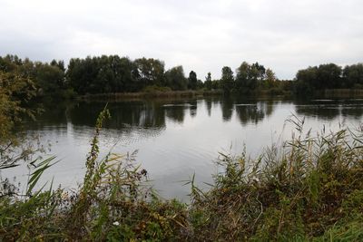 Scenic view of lake against sky