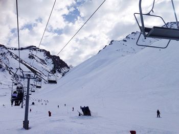 Person skiing on snow covered landscape