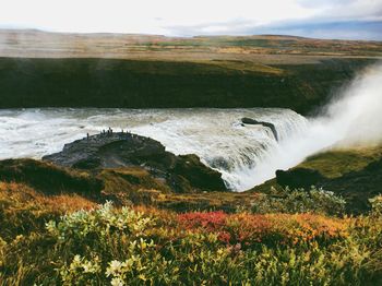 Scenic view of waterfall