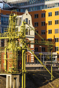 Buildings against blue sky in city