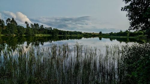 Scenic view of lake against sky