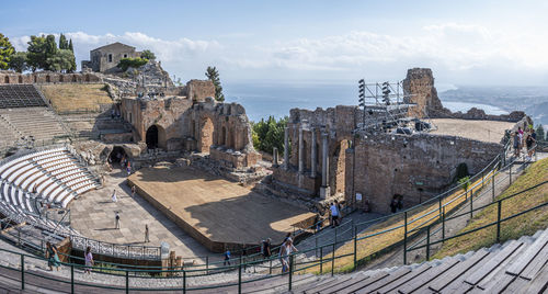 Extra wide angle view of the famous greek theater of taormina