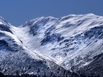Idyllic shot of snowcapped mountain