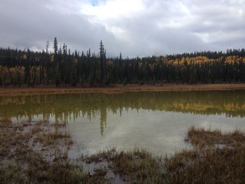 Scenic view of lake against sky