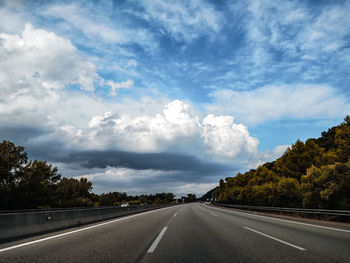 Surface level of road against sky