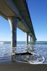 Low angle view of new brighton pier