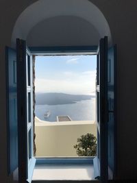 Scenic view of sea seen through window