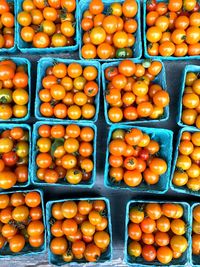 High angle view of vegetables for sale at market stall