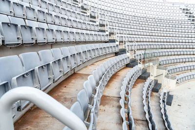 Empty tiered stadium bleachers