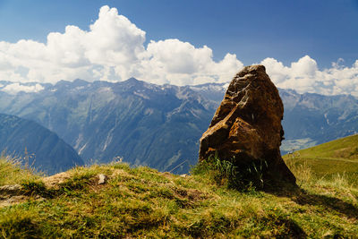 Scenic view of rocky mountains against sky