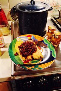 Close-up of food served in plate