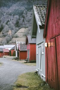 Houses in row by building