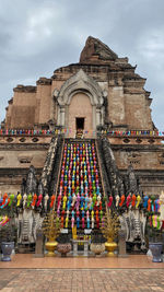 Low angle view of temple against building