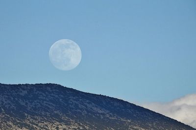 Scenic view of mountains against blue sky