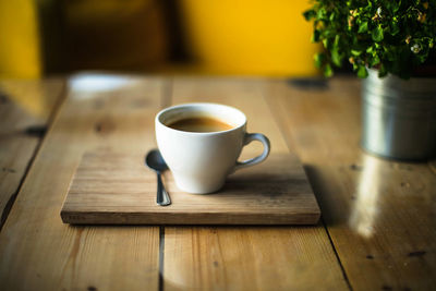 Close-up of coffee on table