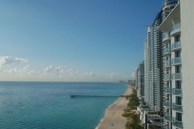 View of hotels by sea