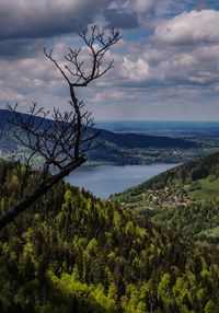 View from the mountain riederstein at lake tegernsee