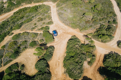 High angle view of vehicle in forest