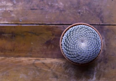 High angle view of old metal on table