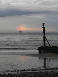 Scenic view of sea against cloudy sky