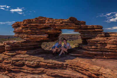 Two females at natures window, kalbarri national park, western australia
