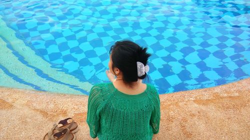 High angle view of woman in swimming pool