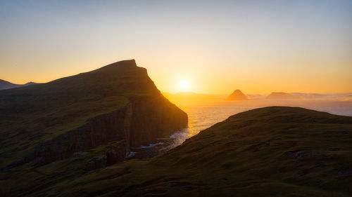 Scenic view of sea against sky during sunset