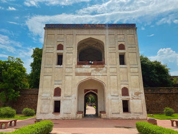 Low angle view of historic building against sky