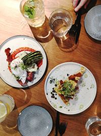 High angle view of food on table