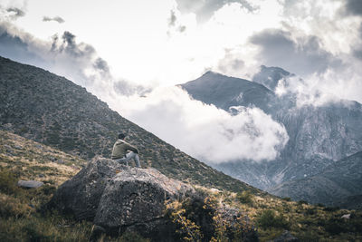 Scenic view of mountain range against sky