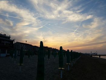 View of beach at sunset