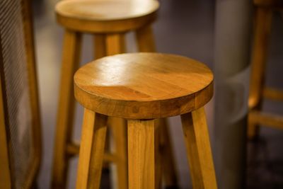 High angle view of chair on table