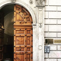Closed door of building