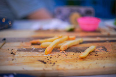 Close-up of food on cutting board