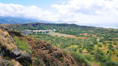 High angle view of landscape against sky