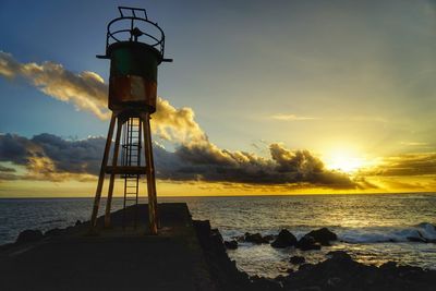 Scenic view of sea at sunset