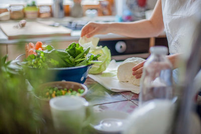 Woman preparing food at home