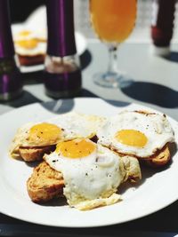 Close-up of breakfast on plate