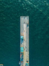 High angle view of ship in sea