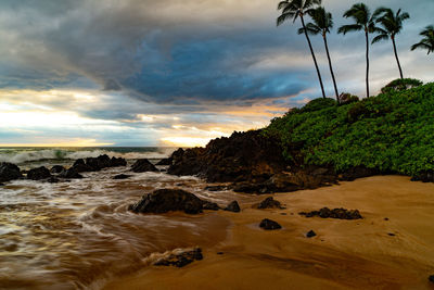 Scenic view of sea against sky during sunset